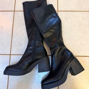 Knee High Platform Black Boots